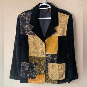 Julia Kim Vintage Art To Wear Patchwork Tapestry Chenille Jacket Size S
